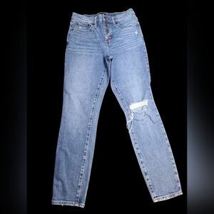 J. Crew Light Distressed Button Fly High Rise Skinny Jeans Size 26